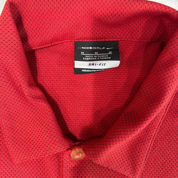 Nike Golf Dri-Fit Polo Shirt Solid Red Men's Size M Short Sleeve Breathable - Picture 2 of 7